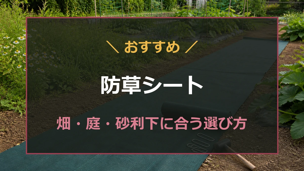 畑の通路へ敷く防草シートと固定ピンを紹介する記事のアイキャッチ