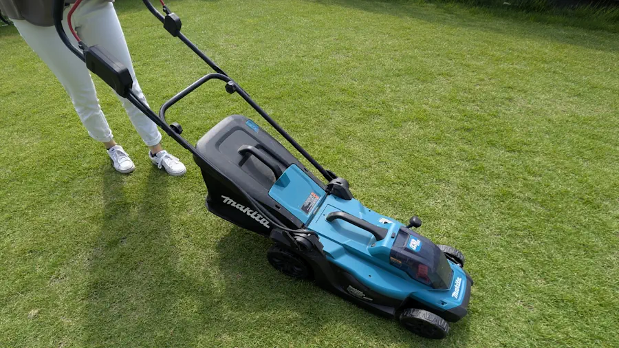 筆者が約250平方メートルの庭で使っているマキタMLM330DZ